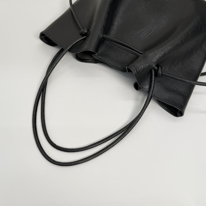 PU Tote Bag with Drawstring Closure Large Capacity Fashion Shoulder Bag