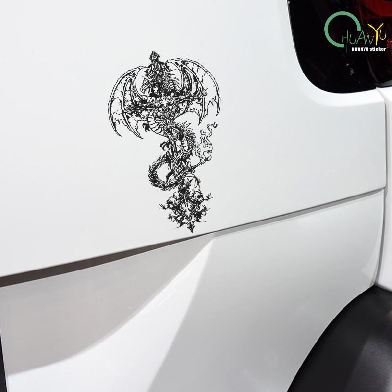 Amerikanischer Drachen-Kreuz-Aufkleber; Auto und Motorrad Kratzer Dekoration Wasserdichter Reflektierender Aufkleber