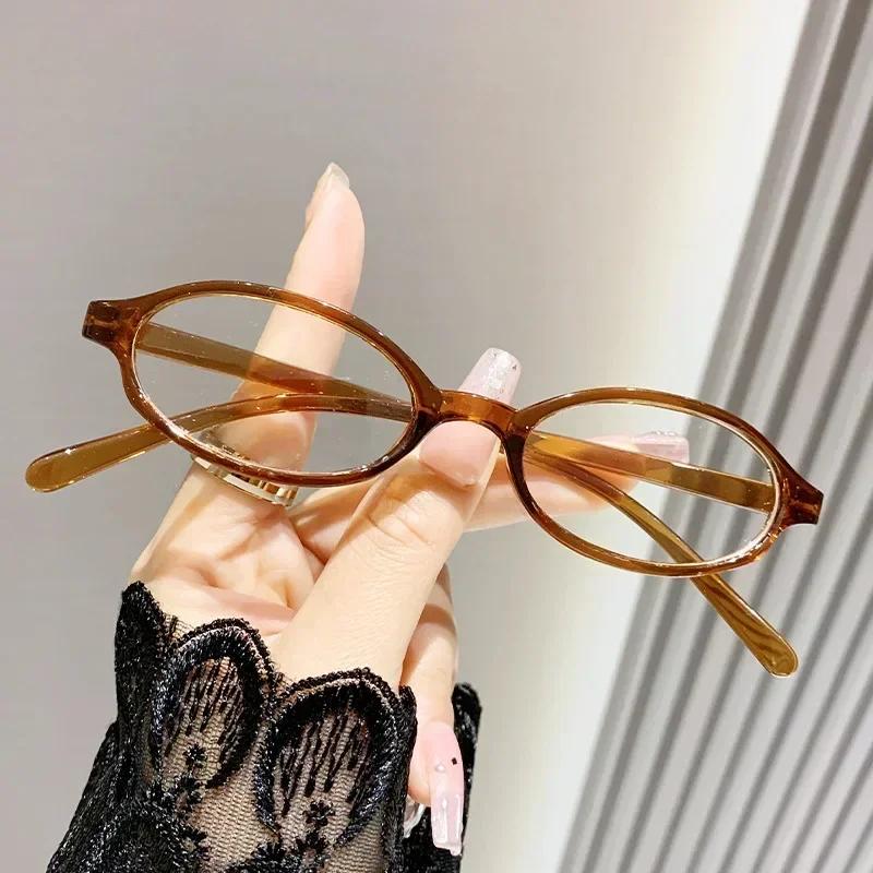 Damen Kleine Ovale Brille im Vintage-Stil Y2K Stil Brille Outdoor Mode Stil Blaulichtfilter Brille Computer Schutz Brillen Oculos