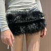 1 Peça Cós de Vaca Peludo para Boate Corrente de Cintura de Pelúcia Cinto Punk de Inverno Y2K Contas de Metal Vintage Peludo Sexy Cintos de Pele Sintética Moda