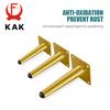 KAK 4pcs Gold Furniture Legs Black Cold Rolled Steel Table Feet Sofa Bed Leg Replacement 800KG Heavy Duty Furniture Hardware