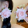 Solid Color Rose Flower Earrings French Style Drop Earrings Fresh Floral Stud Earrings  Beach