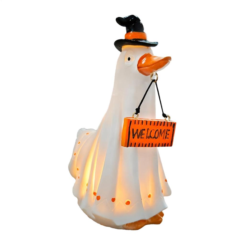 Halloween Ghost Decoration LED Ghost Dog Duck Cat Cow Ornament Halloween Resin Animal Decor Atmosphere Light Party Crafts