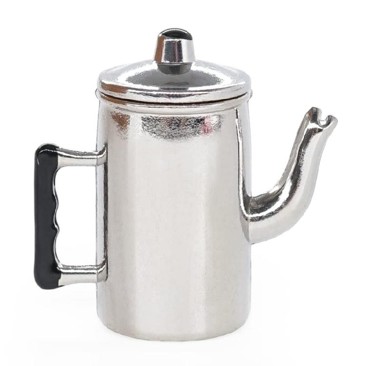 1/12 Scale Dollhouses Metal Coffee Maker Hinged Top Retro Miniature Kitchenware Metal Decorative Prop