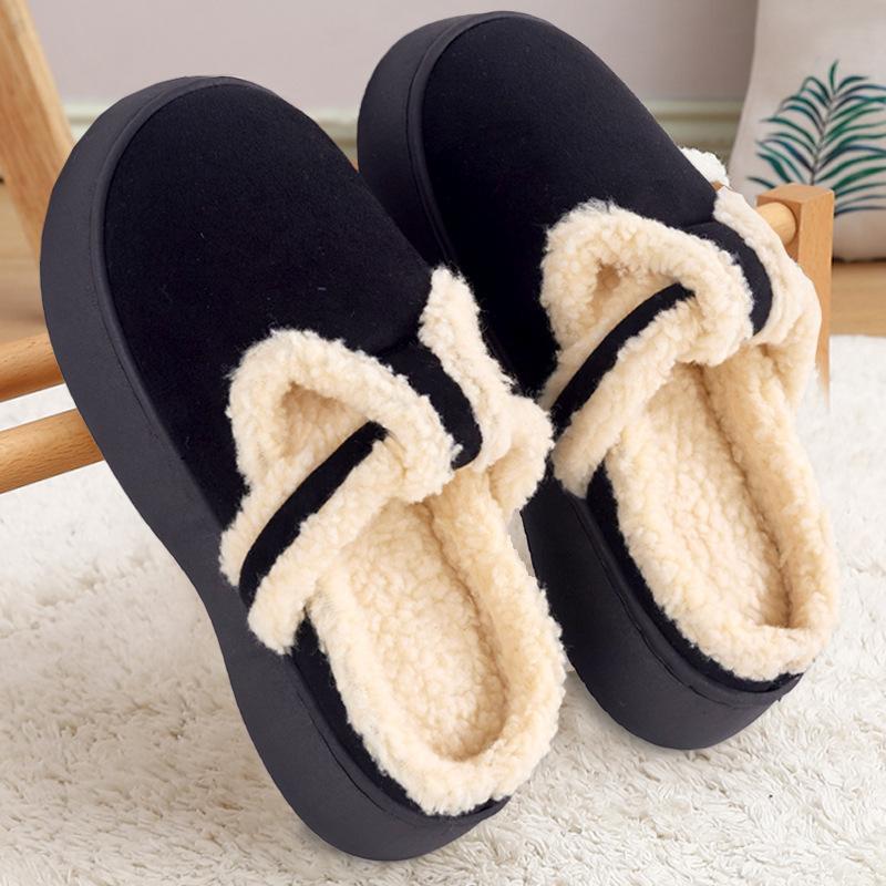 Cotton Slippers Autumn and Winter Thick-bottomed Couples Piled Thickened Warm and Non-slip Outer Wear Home Slippers