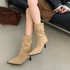 Fashionable Shoes, Versatile Pointed-toe Skinny Single Boots, High-heeled Ankle Boots for Women