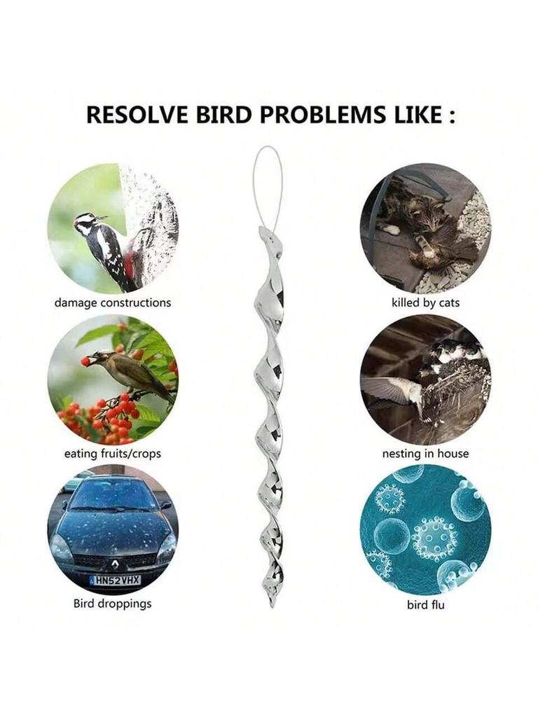 Bird Repellent Reflective Rods 30cm Scare Birds Repeller Wind Spiral Rotating Rod Hanging Ornaments Home Garden Decor
