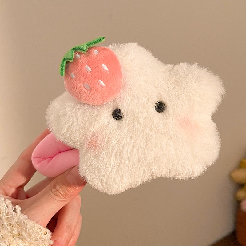 Cute Cartoon Plush Heart Hair Clip – Girly Side Bangs Bendy Accessory