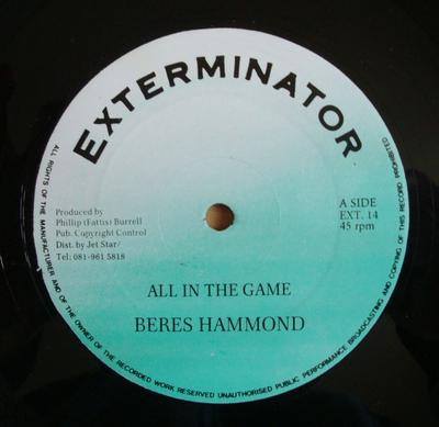 12inch Record BERES HAMMOND - All In The Game EXT14 Exterminator UK Reggae, Ska & Dub Used