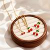 Fashion Cherry Pendant Necklace for Women Stainless Steel 18K Gold Plated Grinding Chain Necklaces Simple Charm Jewelry Gift