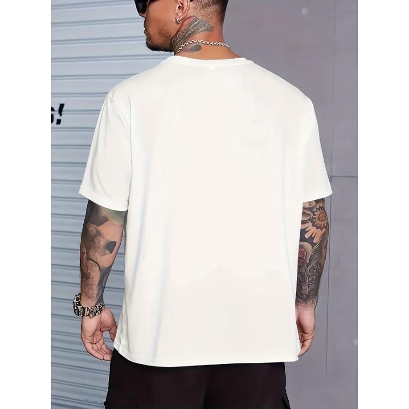 Summer Men'S Fashion Short-Sleeve T-Shirt with Letter Pattern Print,Round Neck