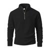 Men S Stand Collar Half Zip Fleece Sweatshirt Solid Color Long Sleeve Casual