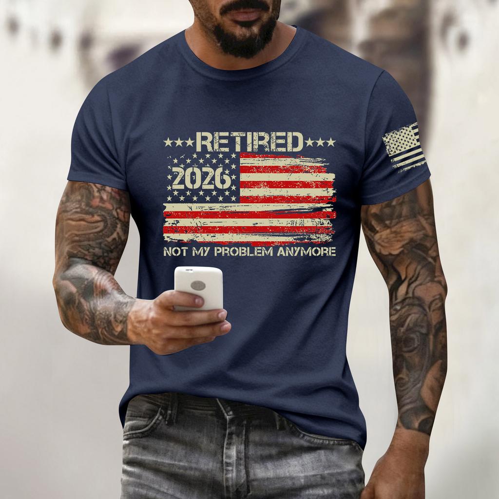 Men's Holiday Print Round Neck Short Sleeve Top Casual Sports Top