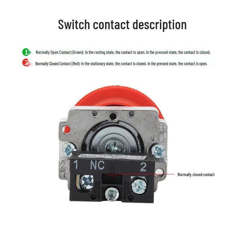 Mushroom Head Push Button Switch LAY5-BC31/BC42, Self-Resetting, XB2 22mm Large Head BC35 Metal