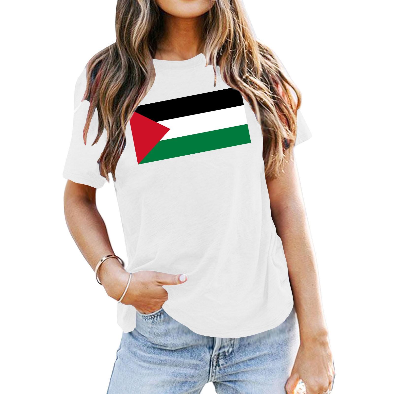 

Бесплатная Палестина Футболка с принтом палестинского флага Верхняя часть израильско-палестинского конфликта S белый