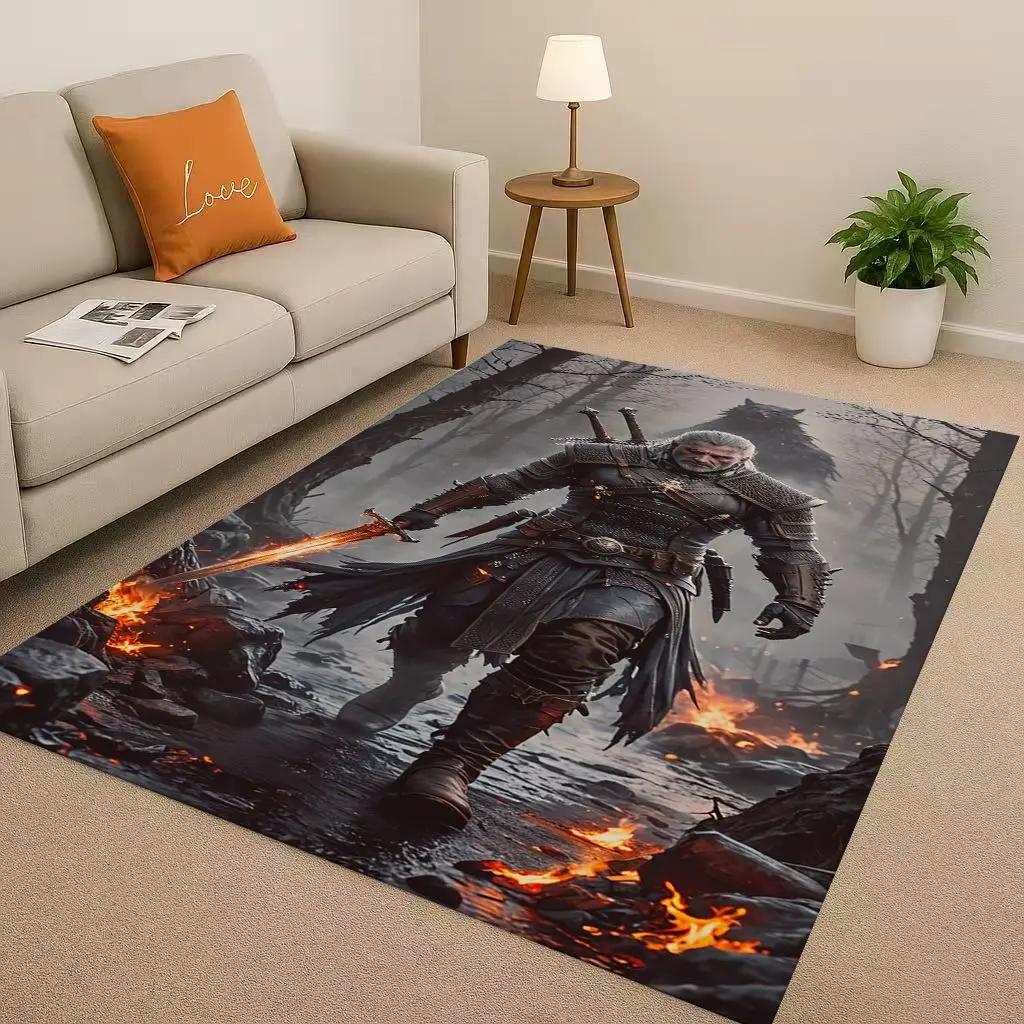 HD The W-Witcher Game Geralt Gamer Cartoon Living Room Non-Slip Area Rug Carpet For Bedroom Playroom Sofa,Home Doormat Kid Gift