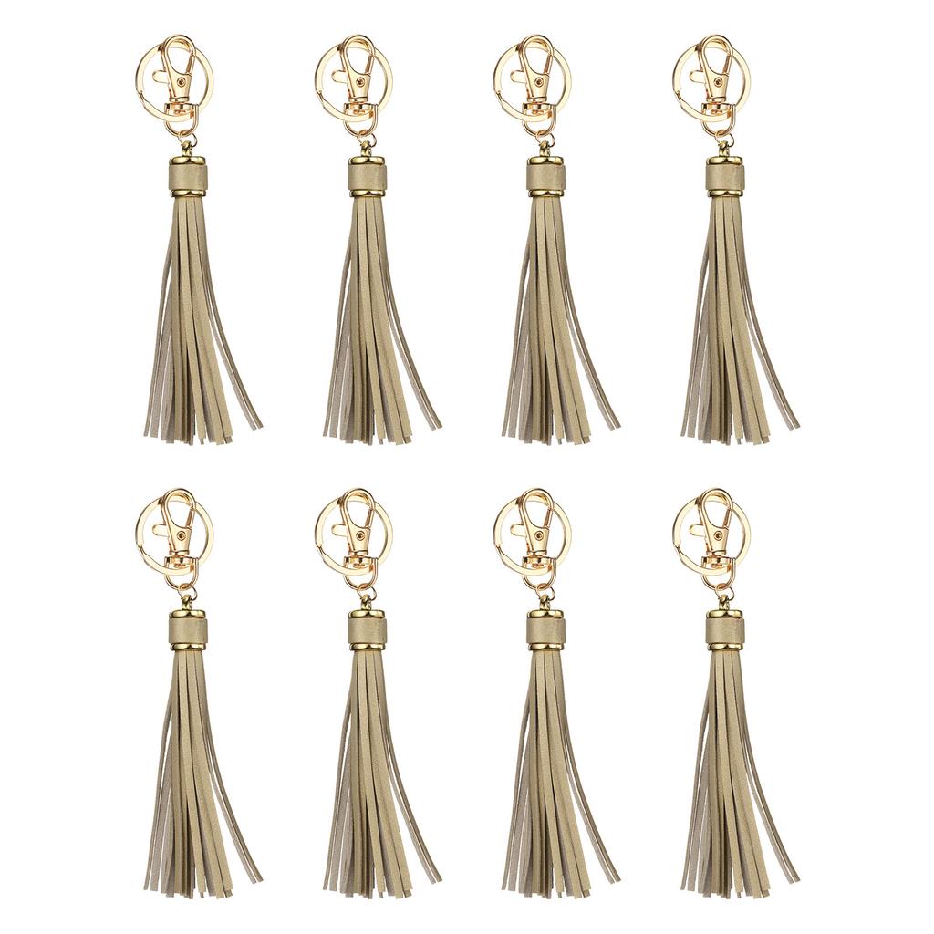 8pcs PU Leather Tassels PU Tassels with Key Rings Tassel Curtain Bag Tassel for Jewelry Making Phone Straps Handbag DIY Crafts