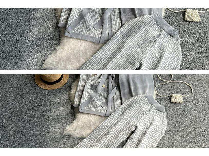 Chic Women's V-neck Cardigan & High-waisted Wide-leg Pants Set