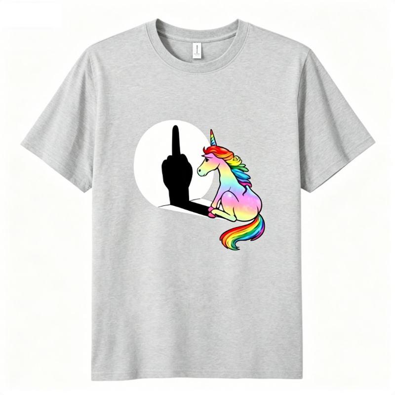 Unicorn Middle Finger T Shirt Unisex Unisexs TShirt Streetwear Tshirts Anime Clothes Four Seasons