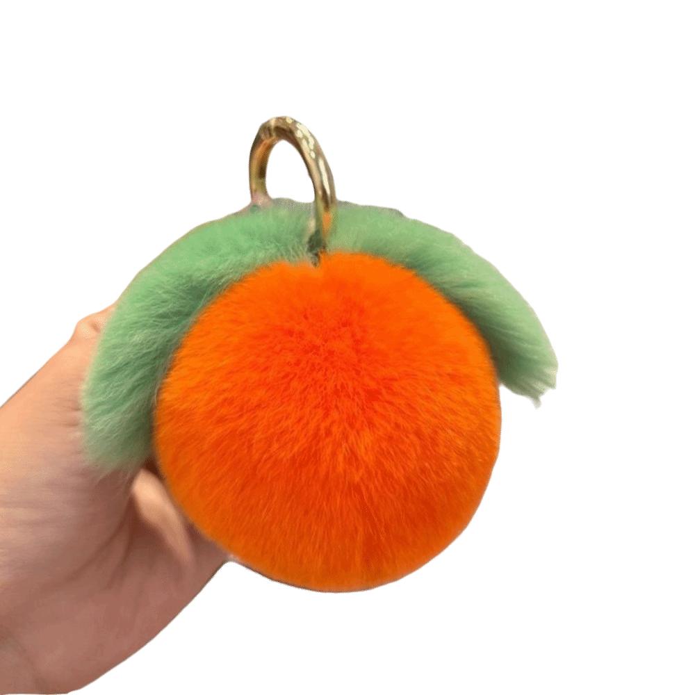 Fruit Theme Soft Fur Furry Keychain Pink Peach Fluffy Plush Peach Keychain Cute Design Kawaii Style Keyring Bag Accessory