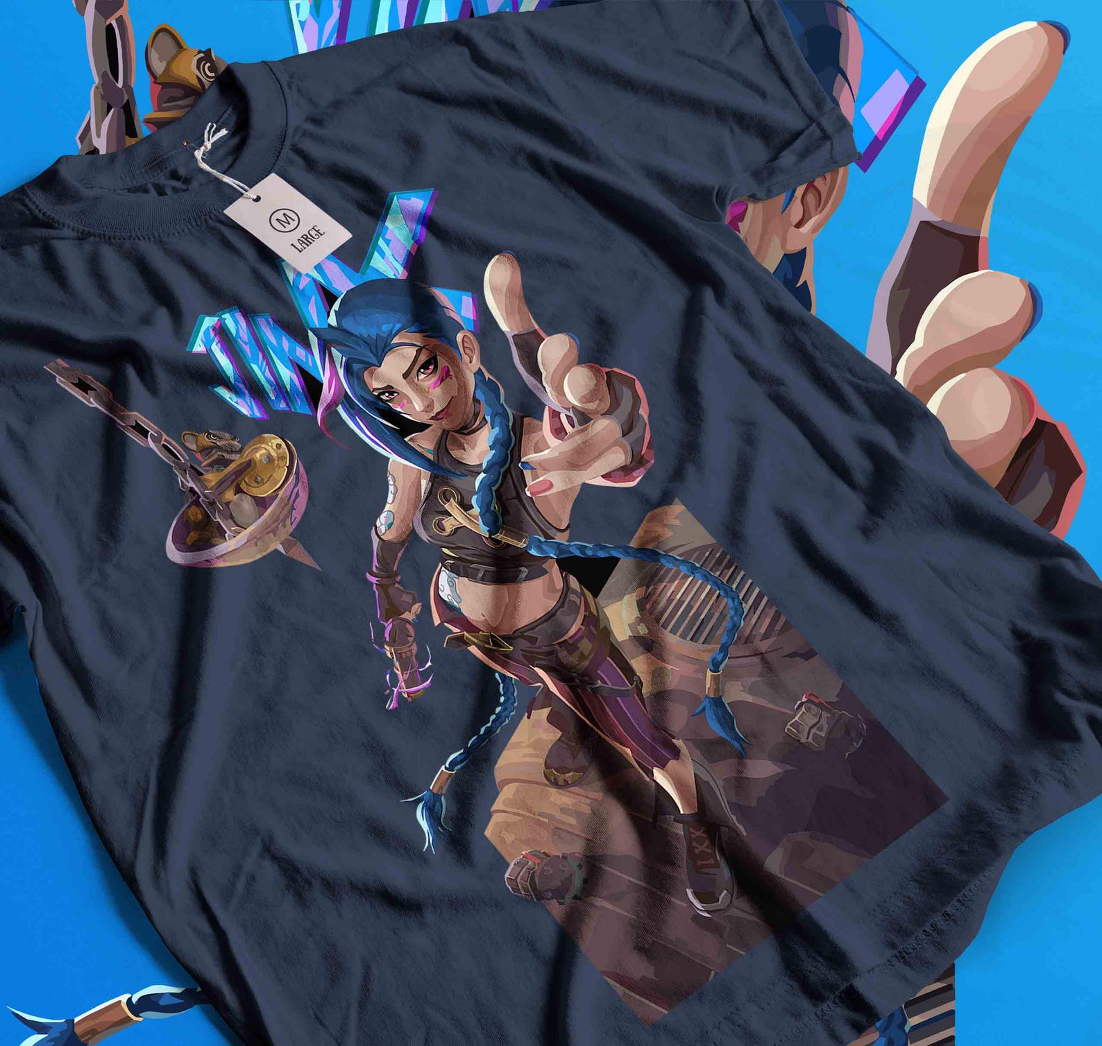 Jinx Arcane T-Shirt, Gaming Shirt, Gaming Legend Apparel, Video Game Shirt, Moba Game Shirt, LOL Shirt, Gamer Shirt, Game Lover Shirt L