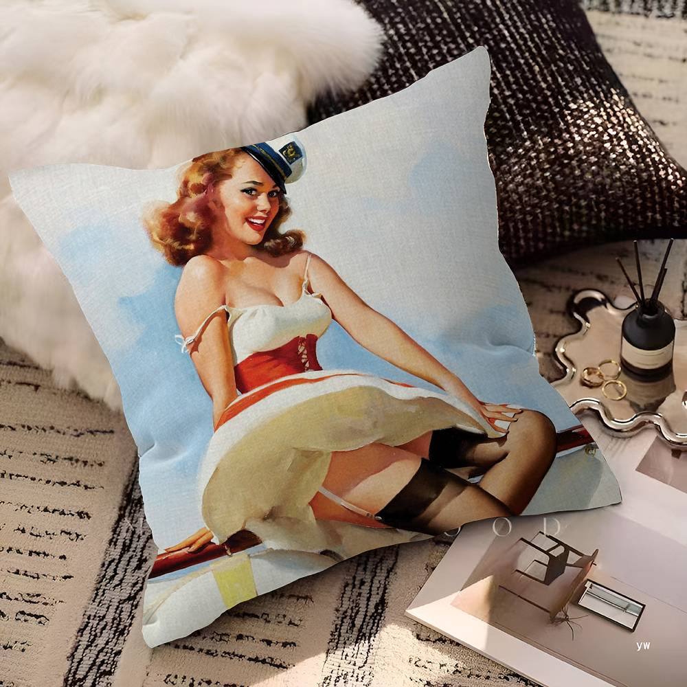 Pin Up Girl Cushion Cover Polyester Sofa Cushions Decorative Throw Pillows Home Decoration Pillowcover