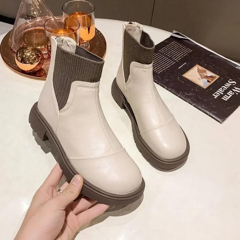 Fashion Woman Short Shoes Winter 2024 Hot Booties Round Toe Ankle Boots for Women Footwear Trend Chic and Elegant Large Size Warm Sale