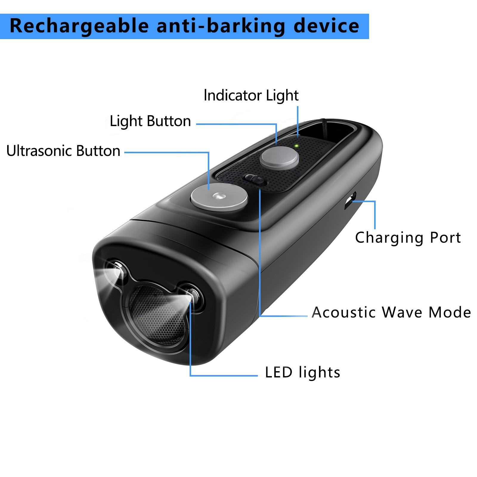 Ultrasonic Anti-Barking Dog Repellent Frequency With Usb Charging Portable Dog Training Device Pet Products Pet Trainer nero
