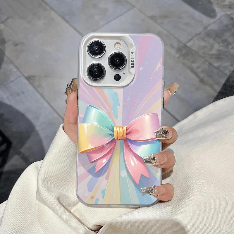 Colorful Bow Case Phone Case For IPhone 17 Air 16 16e 15 14 13 12 11 Pro Max 8 7 Plus Chiffon Texture Back Cover