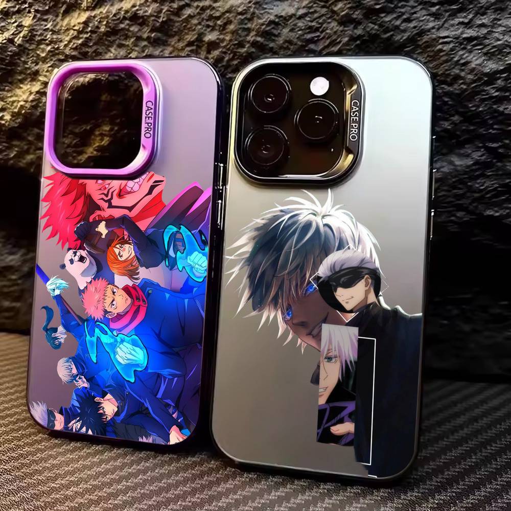 Jujutsu Kaisen Gojo Satoru Phone Case For iPhone17,16,15,14,13,12,11 Plus,Pro Max Colored Silver Plated Inside Cover
