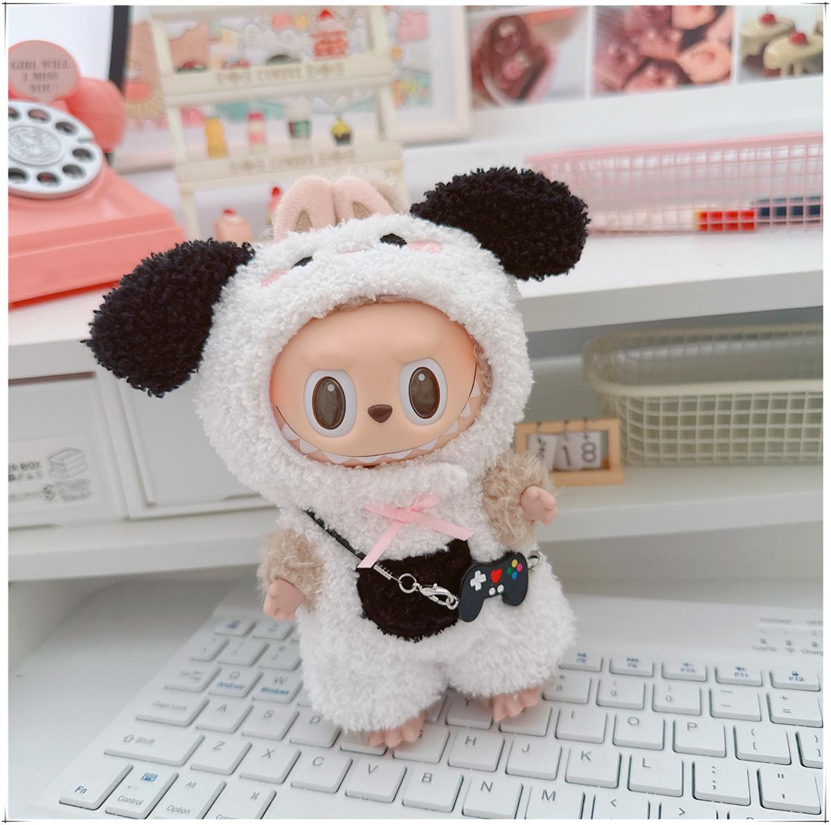 

Одежда для кукол Лабубу первого, второго и третьего поколения: Плюшевый комбинезон 17 см для кукол Лабубу 10 см, милый мультяшный дизайн Small Doll Clothes (without doll)