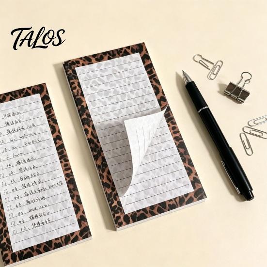 Retro Style Memo Notes 2PCS Leopard Print Magnetic Sticky Notepad, Pads with Shopping List Strong Backing, Decorative Planner for Lists And