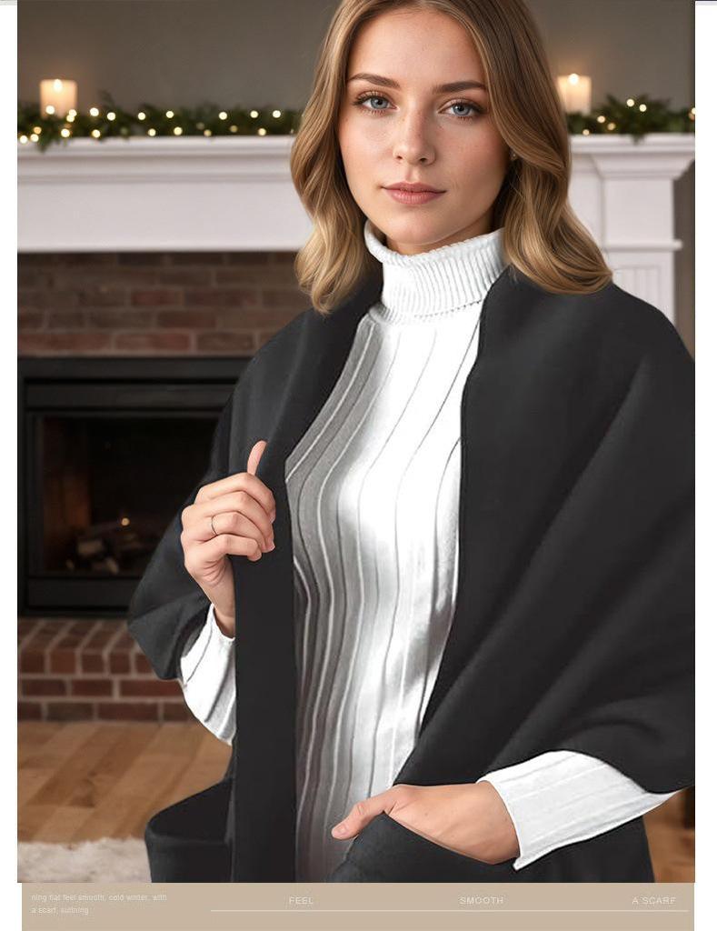 Unisex Koreanisch-Europäischer Stil Warmer Fleece Taschenschal Schal - Modischer Herbst/Winter Halswärmer Umhang