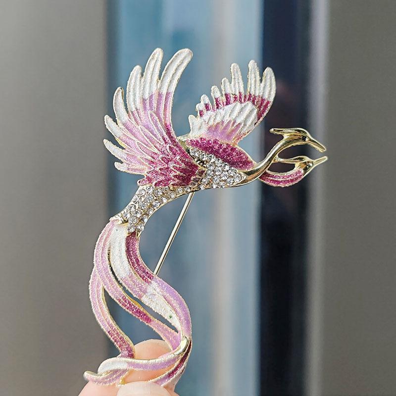Chinese Style Retro Enamel Brooch Colorful Phoenix Light Luxury Corsage Women's Pin Suit Jacket High-end Accessories