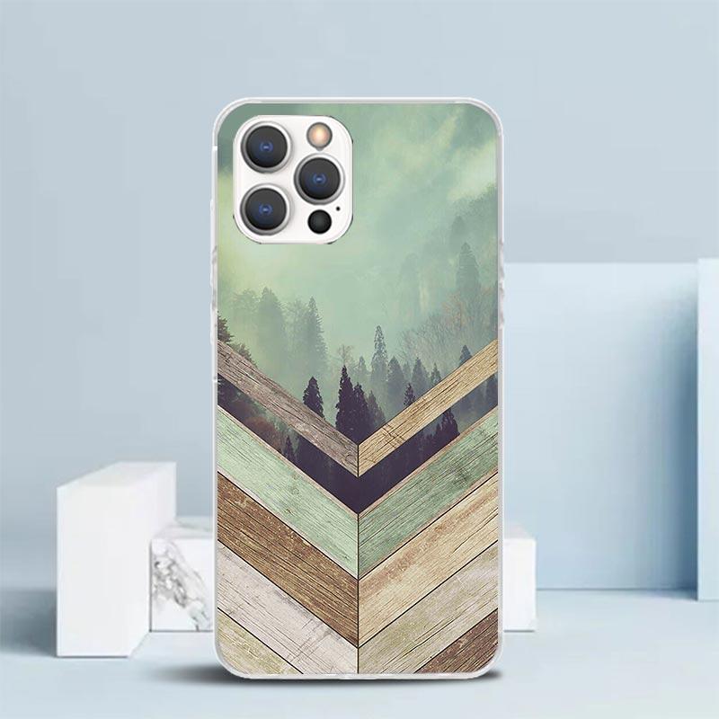 Forest Geometry Wood Nature Phone Case For IPhone 16 17 Air 16E 15 14 Plus 13 Mini 12 11 Pro Max 7 8 + SE 2020 Soft TPU Back Cov