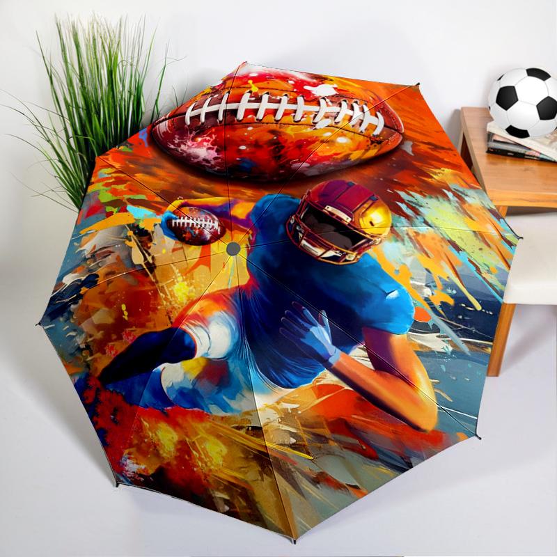 Football Player In Flames Umbrella Folding umbrella, automatic umbrella 8-Frame for Travel, camping Use Gift for Halloween Christmas