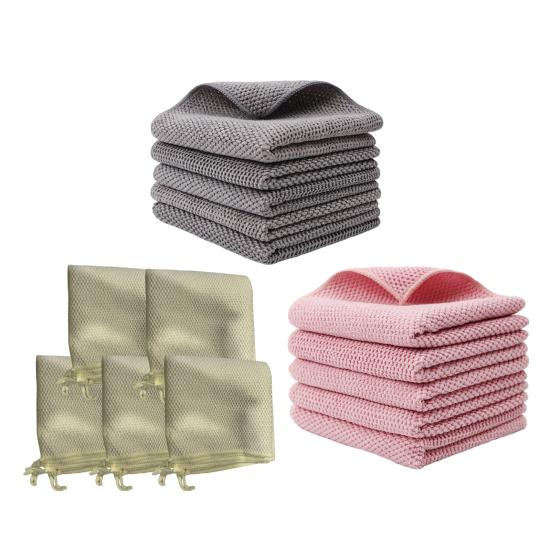5 Pcs Kitchen Towels Solid Color Dish Towels with Lanyard Absorbent