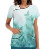 Women's Printed Work Clothes, Sloping Collar And Double Layer Pockets, Basic Top Pullover