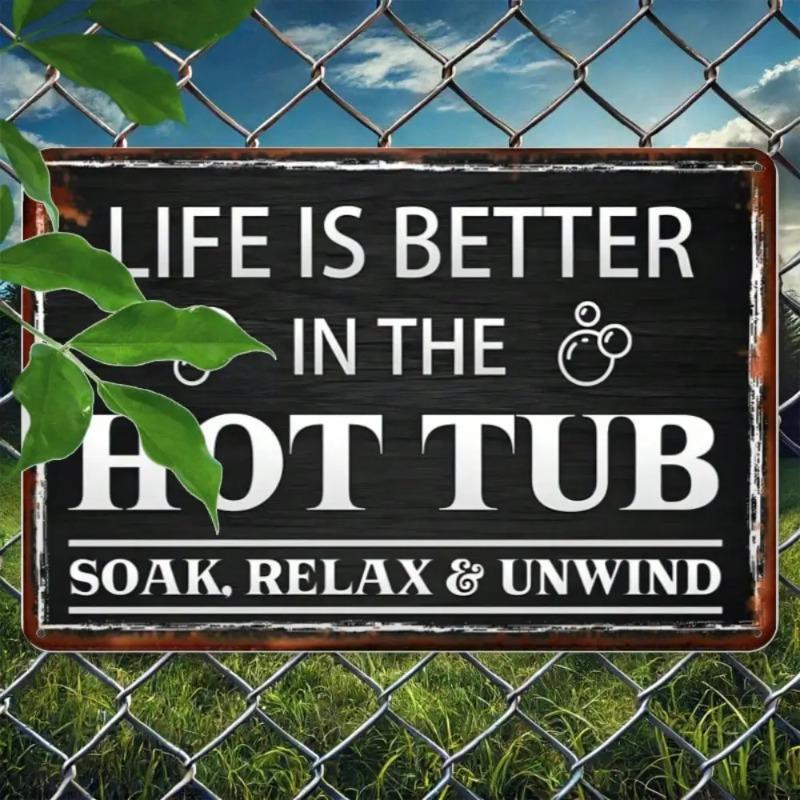 Vintage Humorous Hot Tub Metal Art Plaque Home Decor Spa Relaxation Gift