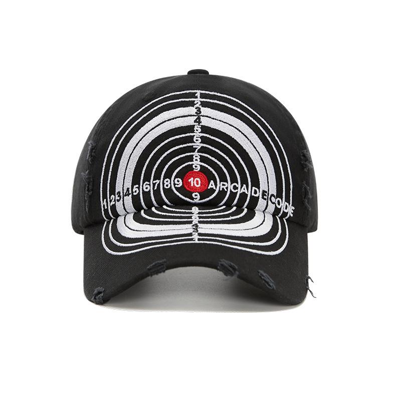 

Кепка бейсболка с эффектом потертости: Трендовая ручная текстура, утиный нос в уличном хип-хоп стиле Adjustable чёрный