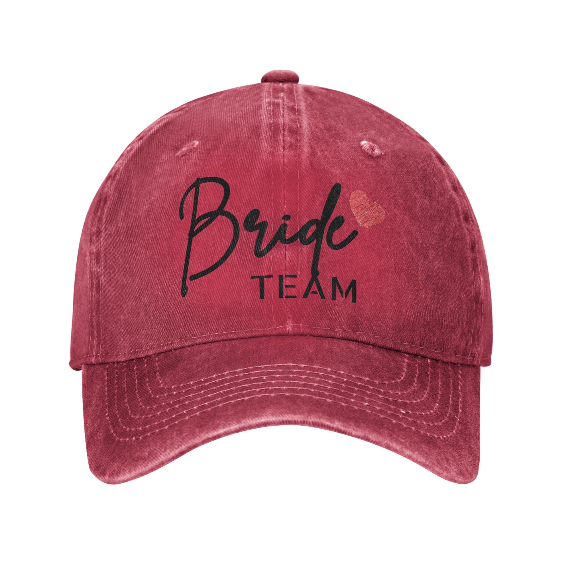 

Bride Team Design Sun Baseball Cap Fashion Unisex-Teens Washed Hip Hop Hats Hot Sale Print Outdoor Gym Baseball Caps Gift One Size красный