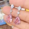 Luxus Damen Rosa Wasserohrringe Mode AAA+ Zirkon Sterling Silber Nadel Lange Ohrringe Damen Hochzeit Geschenke