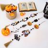 Ming Guan Wooden Halloween Sign: Ghost Festival Beaded String with Pumpkin & Bat Pendant for Home or Party Decor