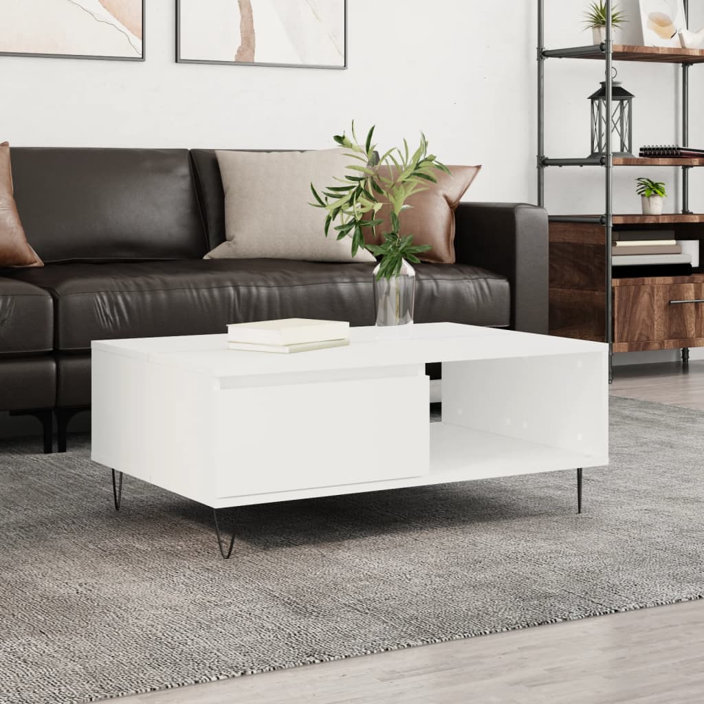  Coffee Table, White, 90x60x35 Cm, Wood-based Material