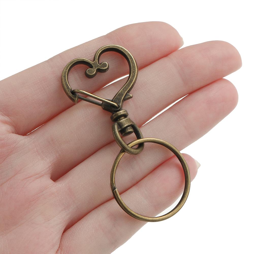 20pcs/Set Heart-shaped Rotary Lobster Clasp with Key Ring for Key Chain Bag Holder Keychain for DIY Jewelry Making Supplies