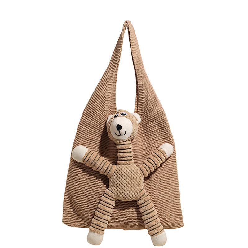 Lazy Wind Big Bag Women's 2025 New Trendy Fashion Knitted Shoulder Bag Large Capacity Commuter Tote Bag