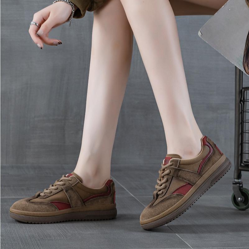 Retro women's autumn new leather casual sports women