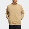 Adidas Solid Color Logo Embroidery Casual Crew Neck Sweatshirt Unisex Tops Khaki HM2687