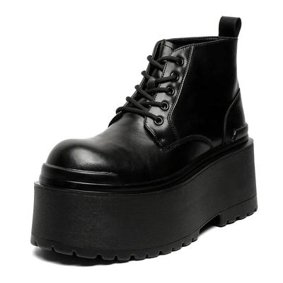 Stivali con Zeppa Rialzanti da Uomo Stivali Casual in Pelle di Qualità Stile Punk Gotico Stivali Chunky con Lacci Stivaletti da Uomo Botas