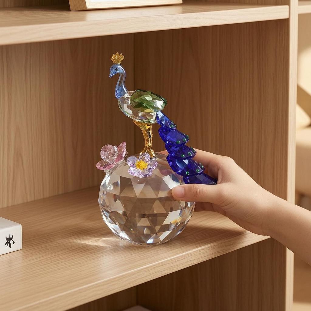 Crystal Peacock Decoration Multi-Faceted Intricate for Living Room